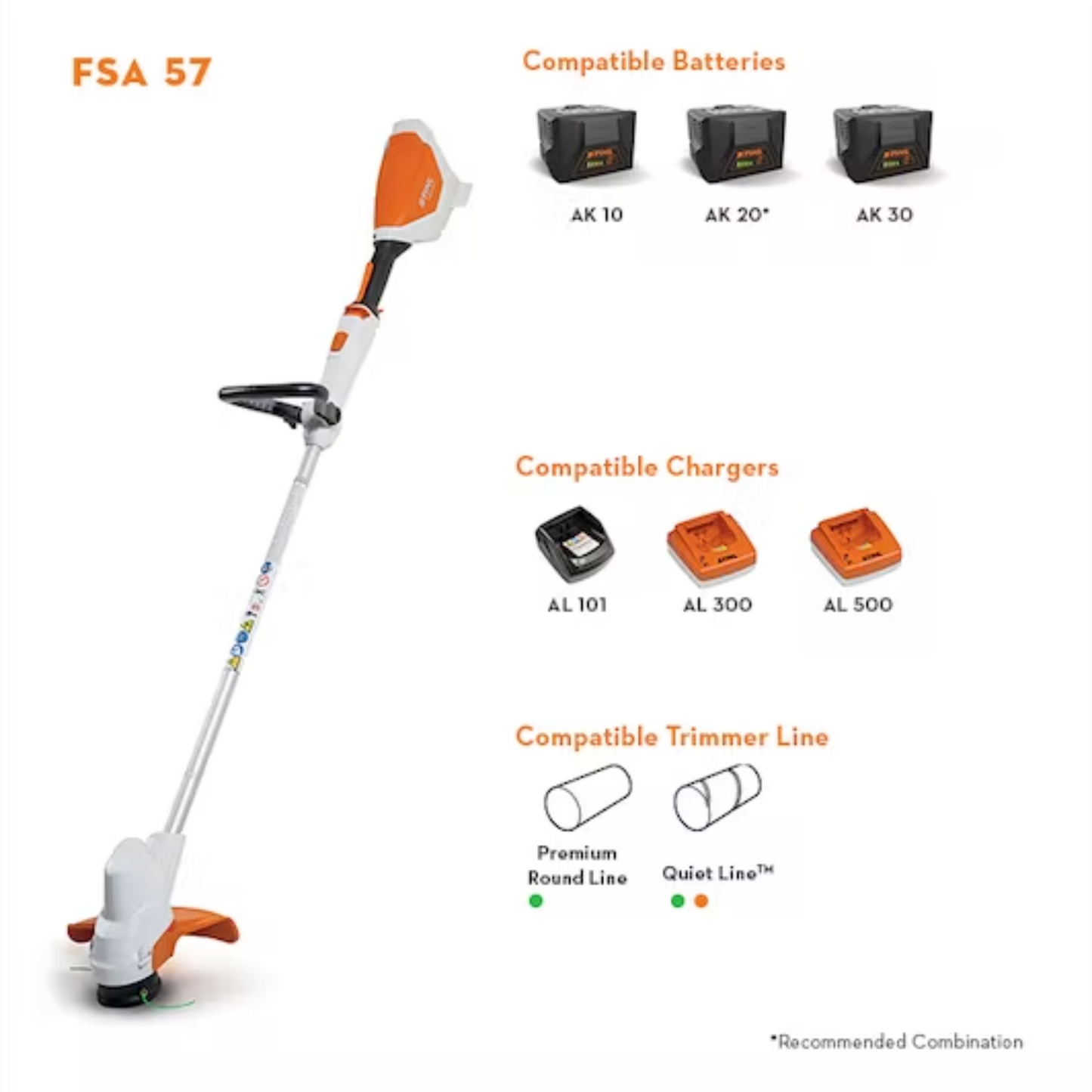 STIHL FSA 57 Battery Powered String Trimmer W/AK20 and AL101